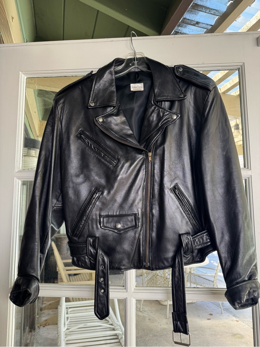 VINTAGE 90’s Neiman Marcus Women’s Black Leather Moto Jacket